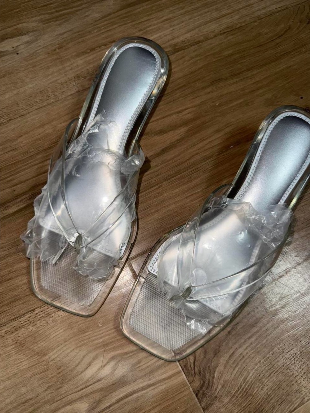 Brand new clear flip flop kitten heels